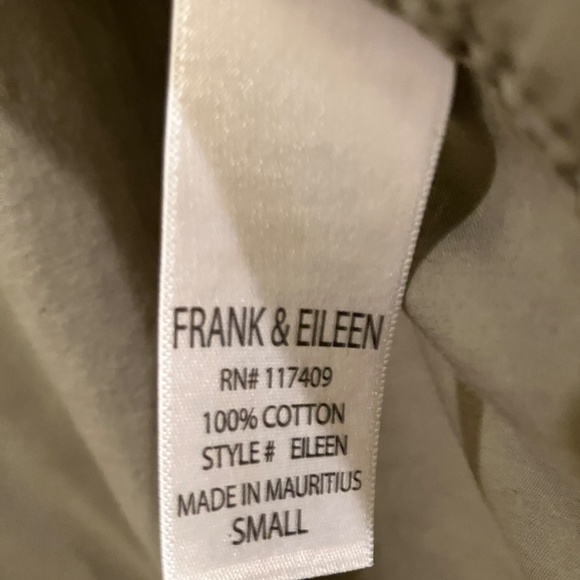 Frank & Eileen Eileen Buttonfront Shirt Army Green Featherweight Cotton S - Picture 7 of 9